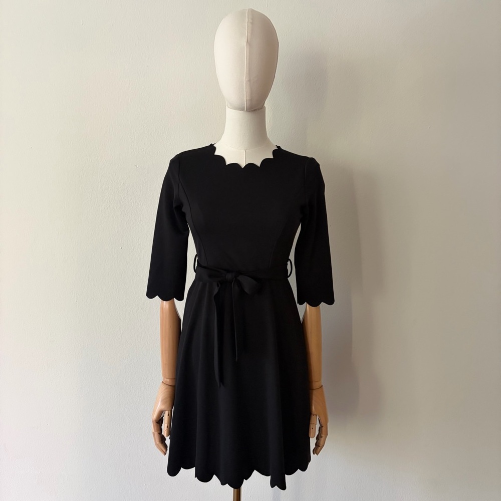 GORLYA Girl's Black Scalloped Hem Party Dress with Belt NWT - Size 10Y